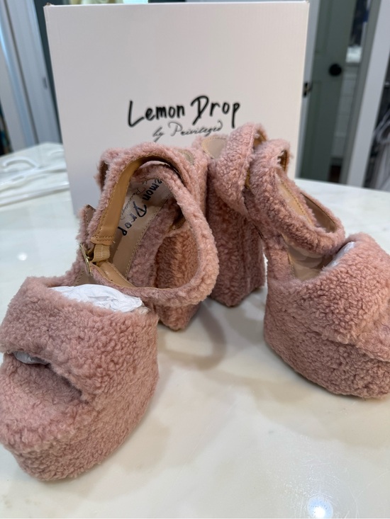 Lemon Drop Shoes - Lemon Drop by Privileged Archie Pink Fuzzy Platform Heels